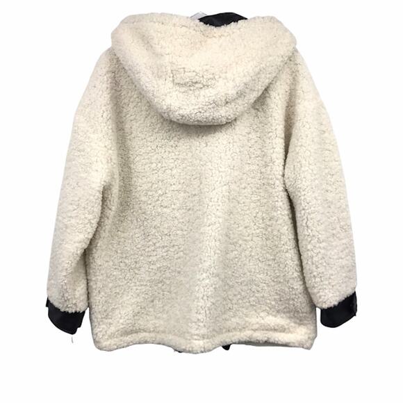 Andrew Marc New York Saros Faux Sherpa Jacket M Flap Pockets Zip Up Long Sleeve - Picture 2 of 6